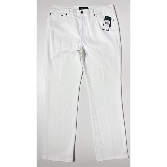 NWT $89.50 Lauren Ralph Lauren White Classic Straight Stretch Jeans Women Sz. 14 - Picture 6 of 16
